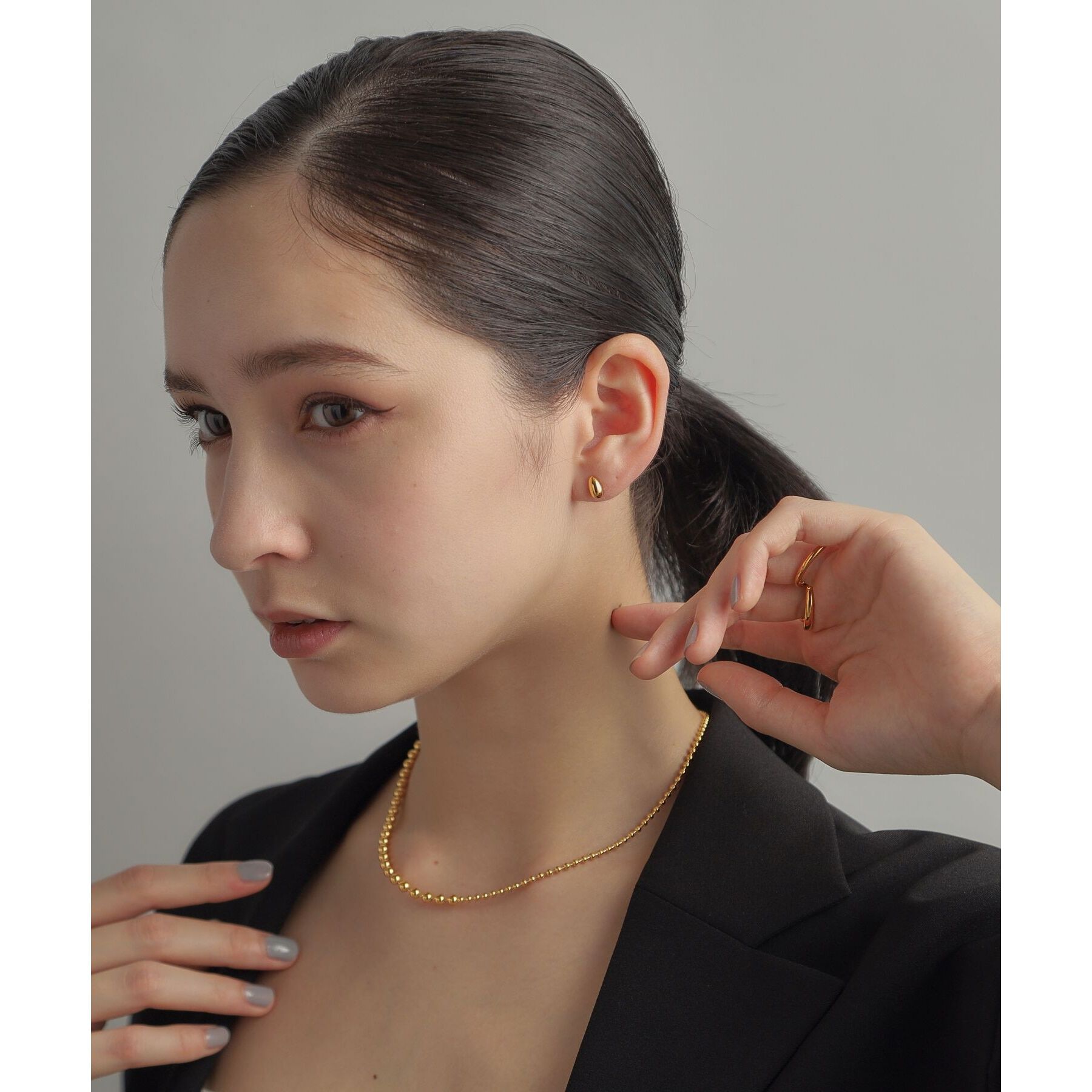 COCOSHNIK ONKITSCH「シルバー ペアシェイプ スタッドピアス GP」|ピアス|