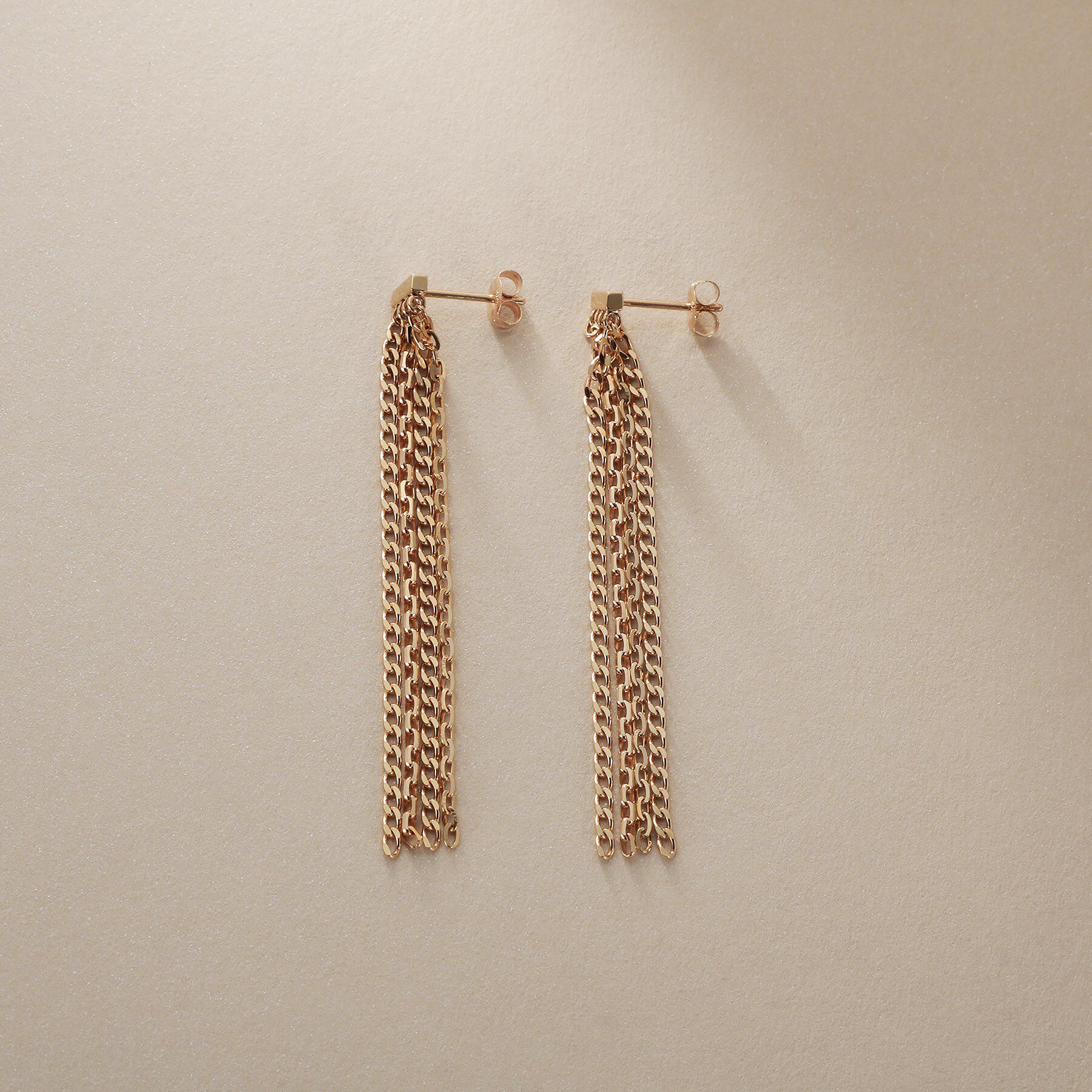 COCOSHNIK「K10キヘイミックスチェーンフリンジ スタッズピアス」|ピアス|