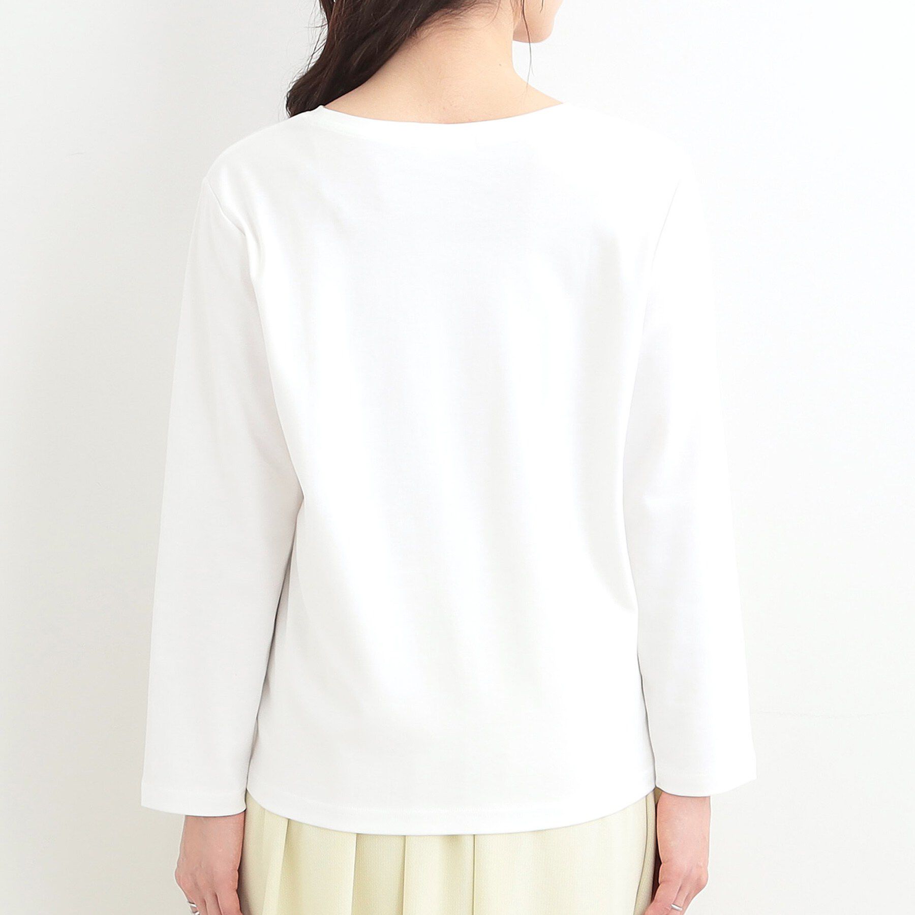 SHOO･LA･RUE「【ひんやり/UV/抗菌防臭】小さめロゴの大人スムースロンT」|Tシャツ・カットソー|