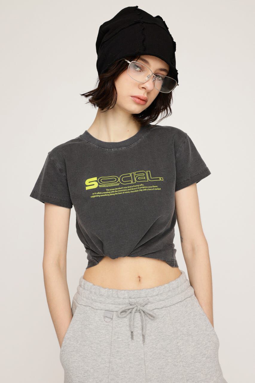 SLY「CREWNECK PRINT Tシャツ」|Tシャツ・カットソー|L/BLK1