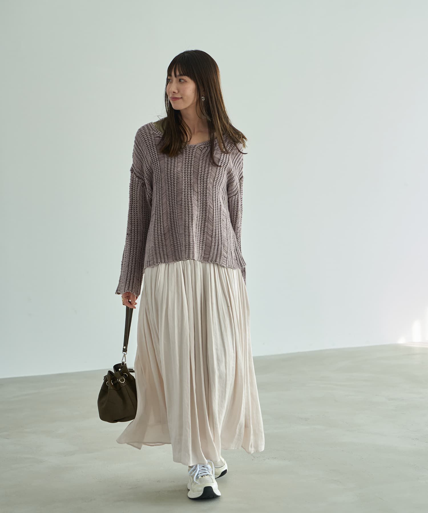 STYLE DELI「【Made in JAPAN】ロングレングスV.サテンギャザースカート」|スカート|
