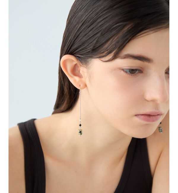 ete「ナチュラルストーン チューブカット ピアス」|ピアス|