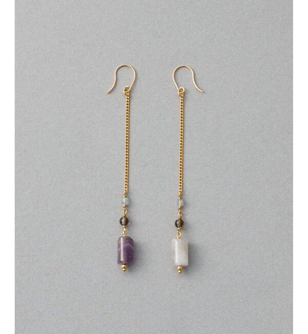 ete「ナチュラルストーン チューブカット ピアス」|ピアス|C
