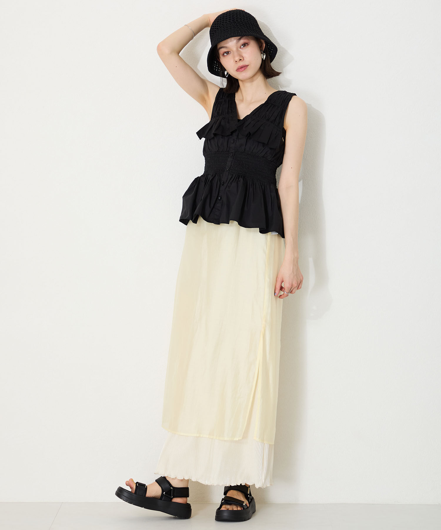 ORiental TRaffic「【Fit meサンダル】メタルパーツ厚底サンダル/51226 サンダル 軽い 人気 トレンド 再入荷」|サンダル|