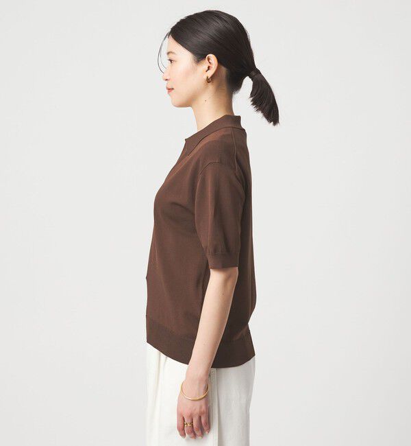 UNITED ARROWS green label relaxing「【WEB限定】＜at ease＞エリツキ スキッパー ニット 接触冷感 UVカット 遮熱」|ニット・セーター|