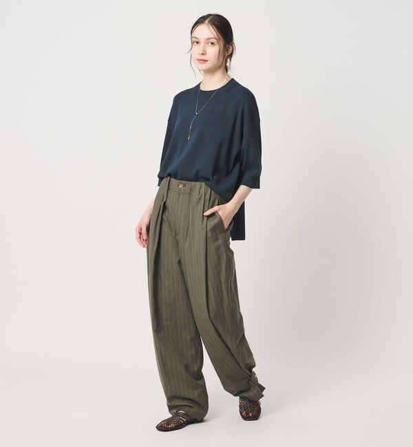 BEAUTY&YOUTH UNITED ARROWS「ハーフスリーブ ニットプルオーバー ウォッシャブル」|ニット・セーター|