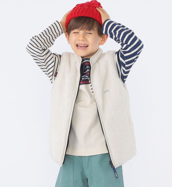 SHIPS KIDS「SHIPS KIDS:100～130cm /〈撥水/手洗い可能〉ボア リバーシブル ベスト」|ダウンベスト・ベスト|