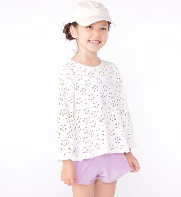SHIPS KIDS「SHIPS KIDS:120～150cm / フラワー ラッシュガード 3点 ビキニセット」|コンビネゾン|ホワイト