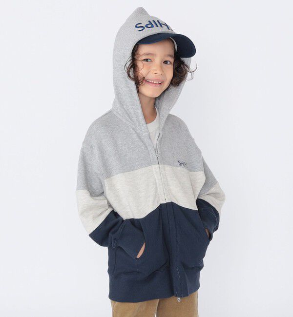 SHIPS KIDS「SHIPS KIDS:100～130cm / ロゴ フード ジップ パーカ」|パーカー|ヘザーグレー