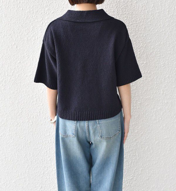 SHIPS Colors 「SHIPS Colors:〈手洗い可能〉パイル スキッパー 5分袖 ニット◇」|ニット・セーター|