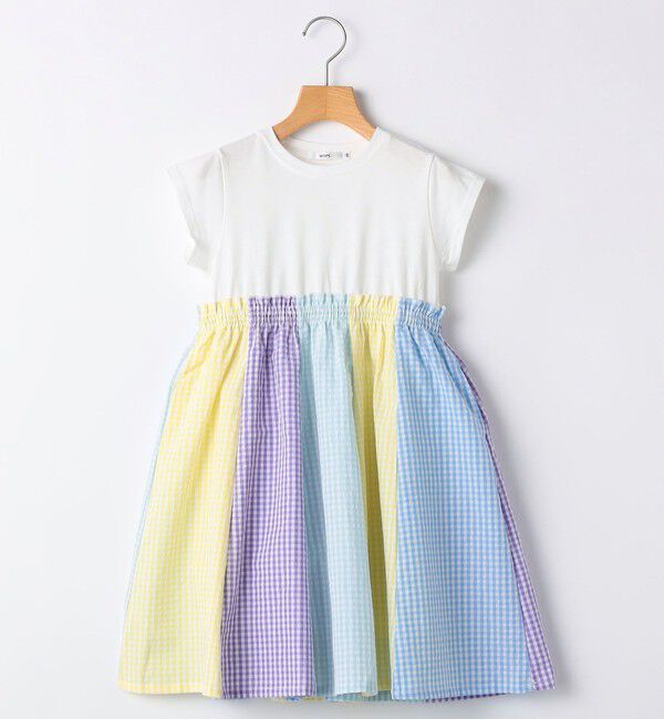 SHIPS KIDS「SHIPS KIDS:140～150cm / パネル 切替 ワンピース」|ワンピース|オフホワイト