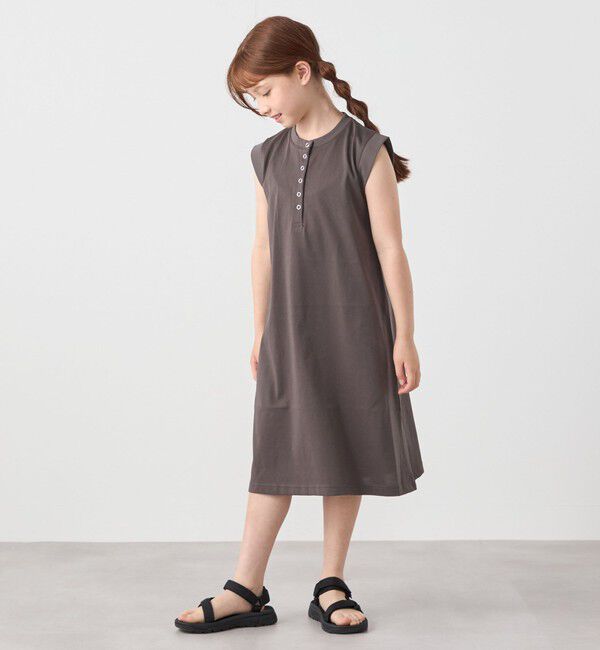 SHIPS any「SHIPS any: ヘンリーネック ノースリーブ Tシャツ ワンピース<KIDS>」|ワンピース|