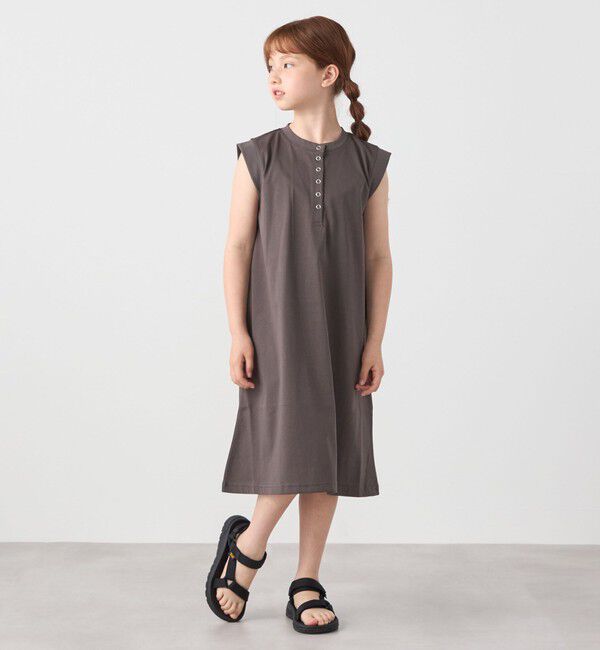 SHIPS any「SHIPS any: ヘンリーネック ノースリーブ Tシャツ ワンピース<KIDS>」|ワンピース|