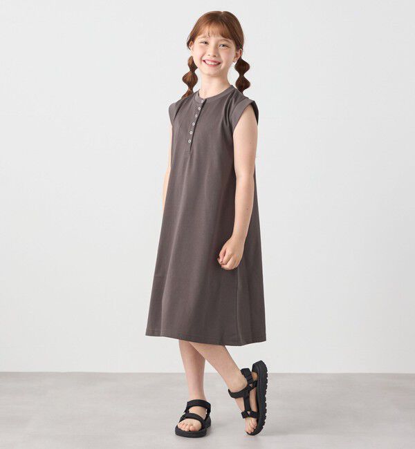 SHIPS any「SHIPS any: ヘンリーネック ノースリーブ Tシャツ ワンピース<KIDS>」|ワンピース|