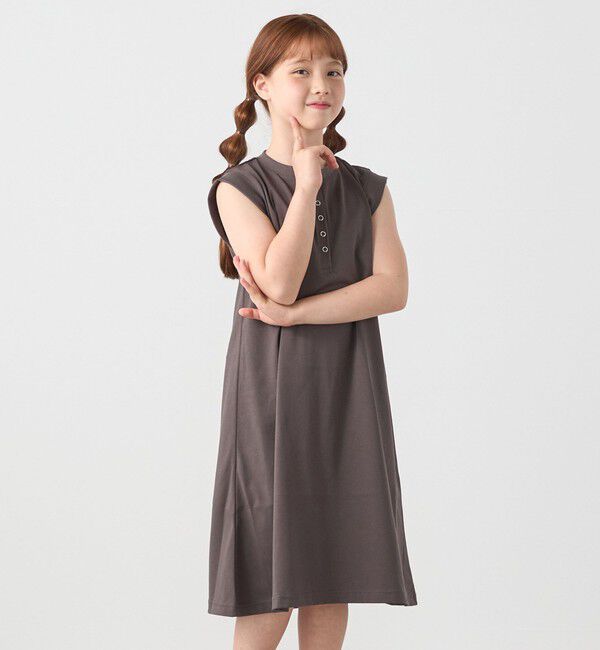 SHIPS any「SHIPS any: ヘンリーネック ノースリーブ Tシャツ ワンピース<KIDS>」|ワンピース|