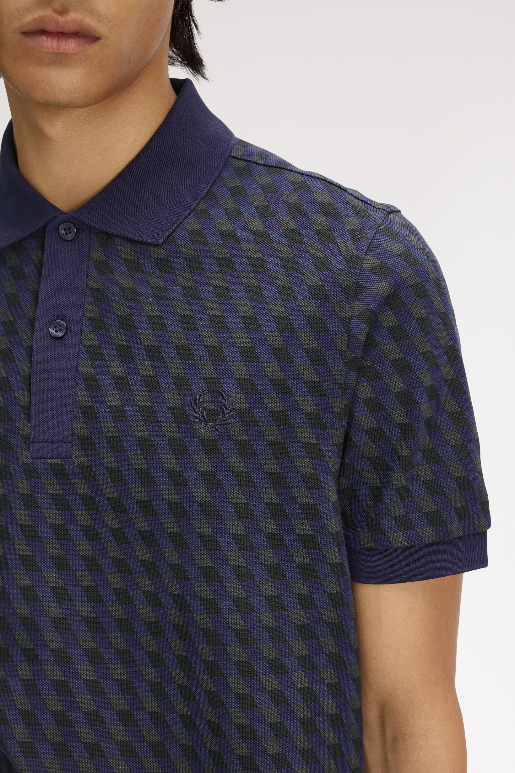 FRED PERRY 「Slanted Geometric Print Fred Perry Shirt／ジオメトリックプリントフレッドペリーポロシャツ」|ポロシャツ|