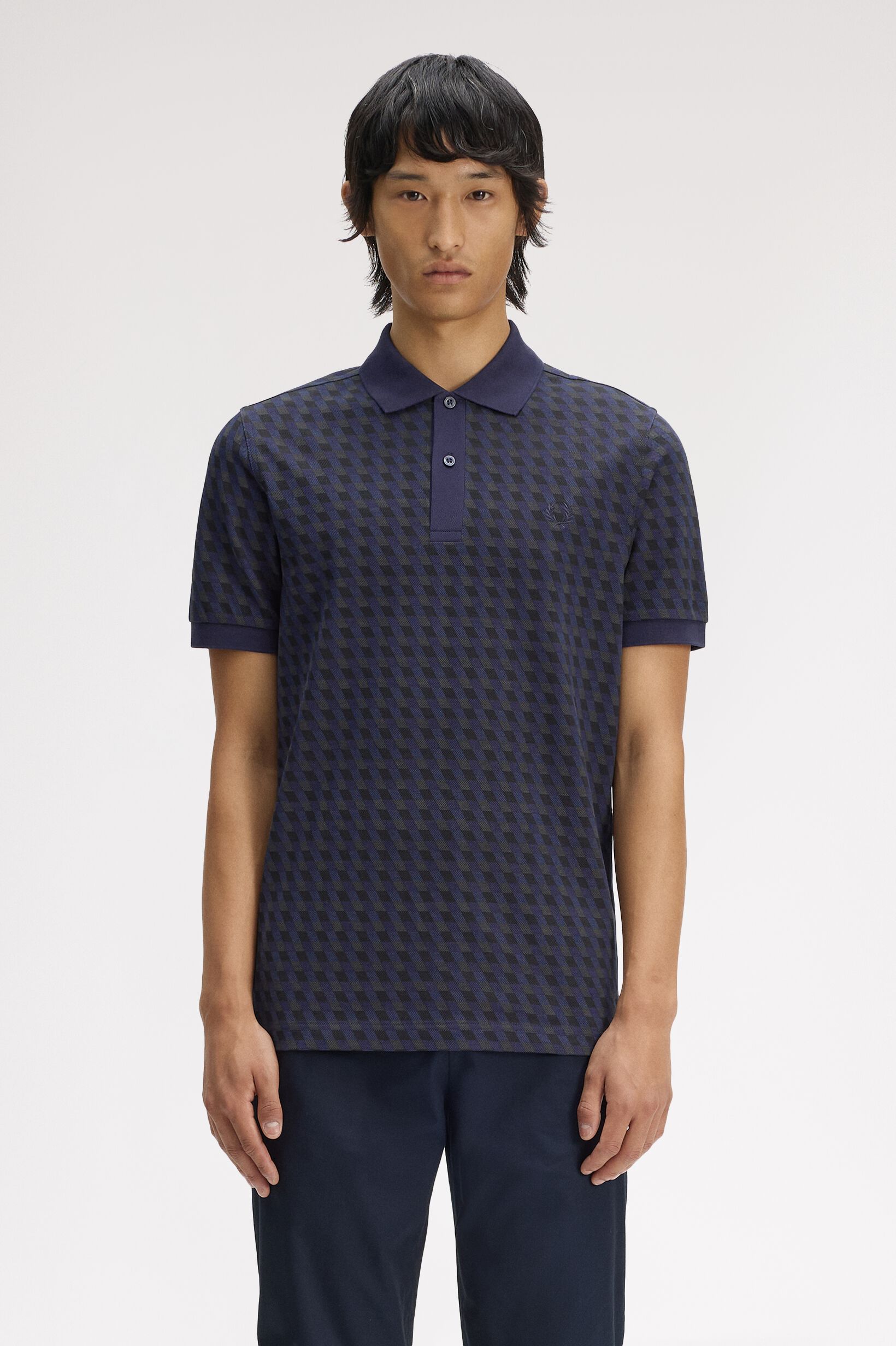 FRED PERRY 「Slanted Geometric Print Fred Perry Shirt／ジオメトリックプリントフレッドペリーポロシャツ」|ポロシャツ|