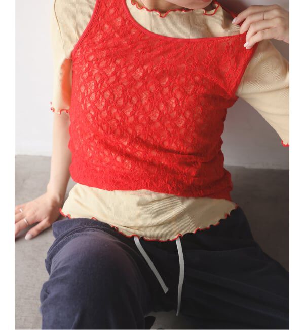 SLOBE IENA「《シリーズあり》シアーリブメロートップス」|Tシャツ・カットソー|