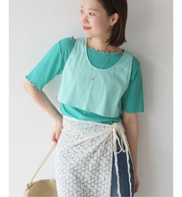 SLOBE IENA「《シリーズあり》シアーリブメロートップス」|Tシャツ・カットソー|グリーン
