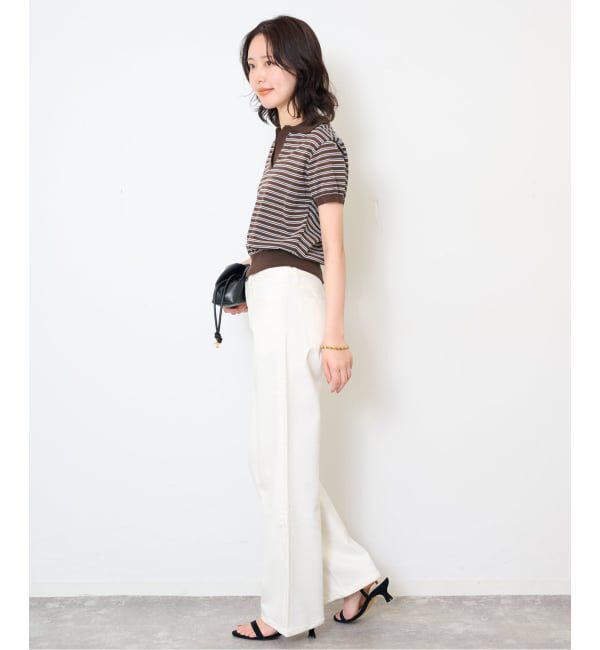 SLOBE IENA「FLEK/フレック ストライプニットポロシャツ」|ポロシャツ|
