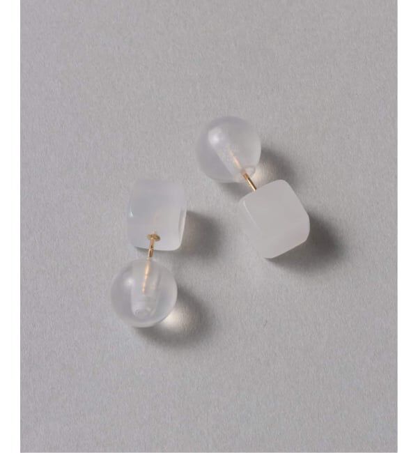 Lilas by Spick&Span「ラウンド*キューブカラーストーンピアス K10（両耳）」|ピアス|