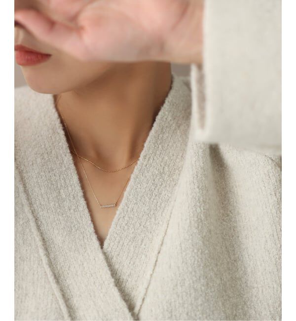 Lilas by Spick&Span「《WEB限定予約》ボックスダイヤ12mmバーネックレス K10」|ネックレス|