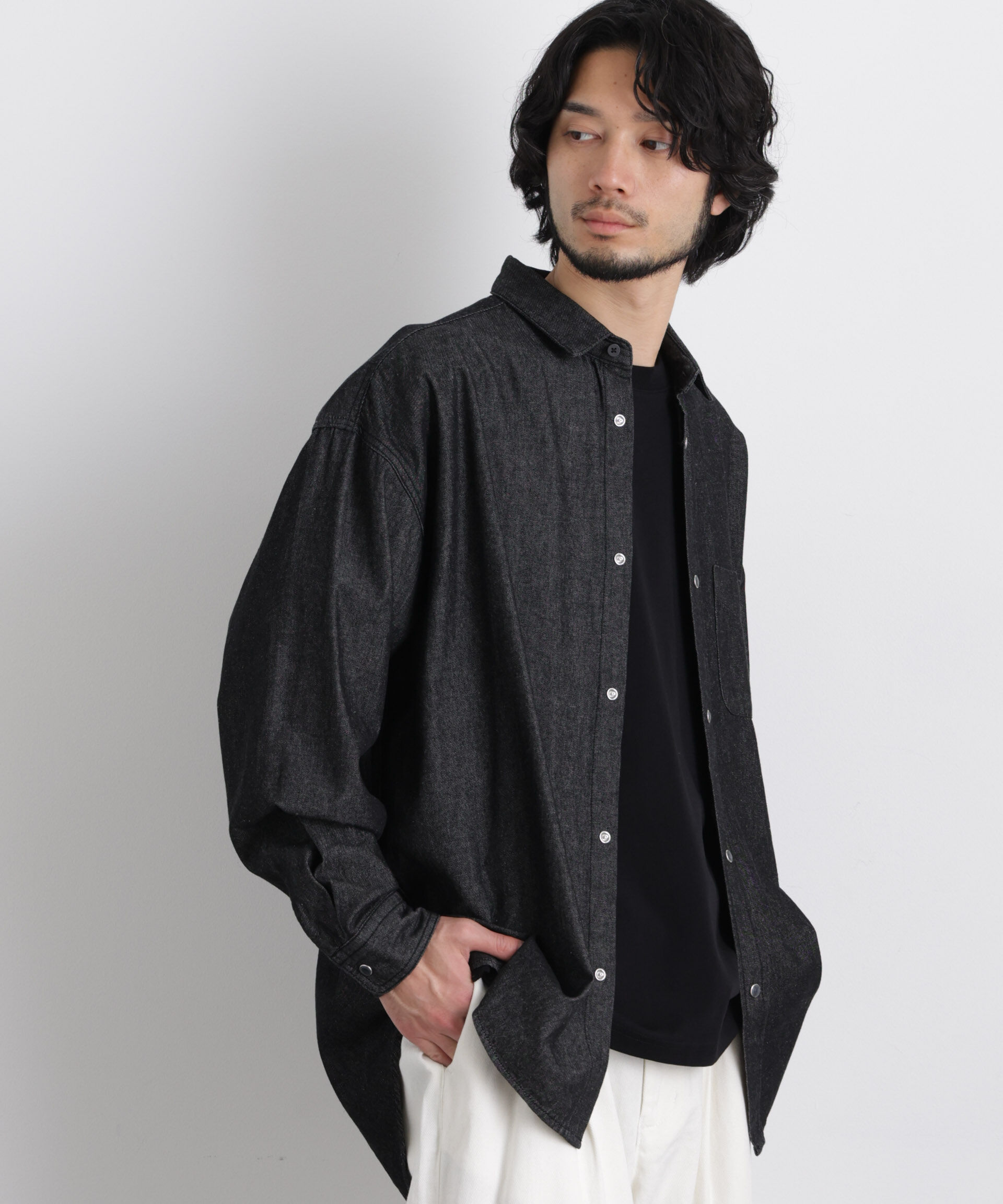 nano･universe「6.5oz リラックスデニムシャツ 長袖」|シャツ・ブラウス|