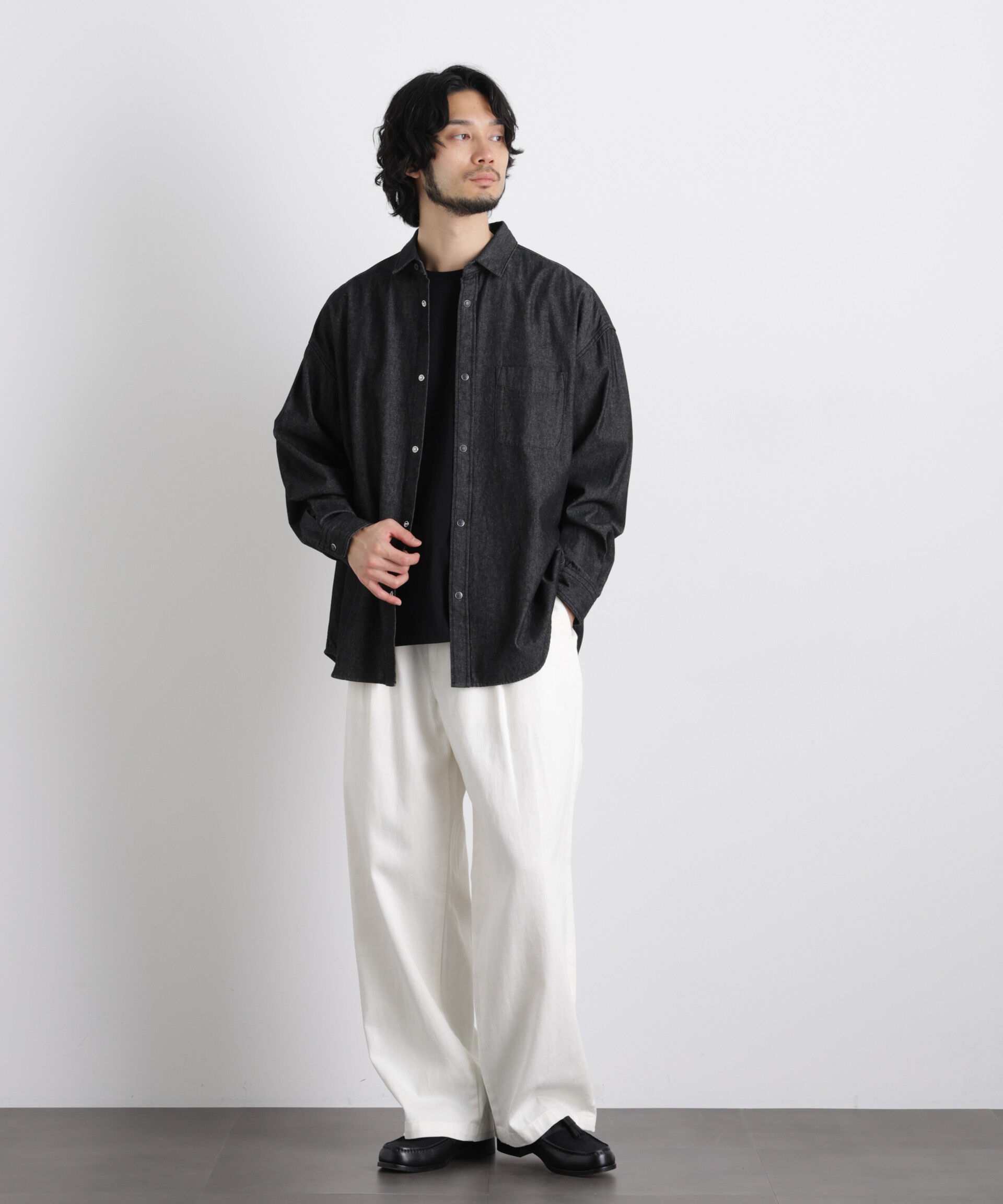 nano･universe「6.5oz リラックスデニムシャツ 長袖」|シャツ・ブラウス|