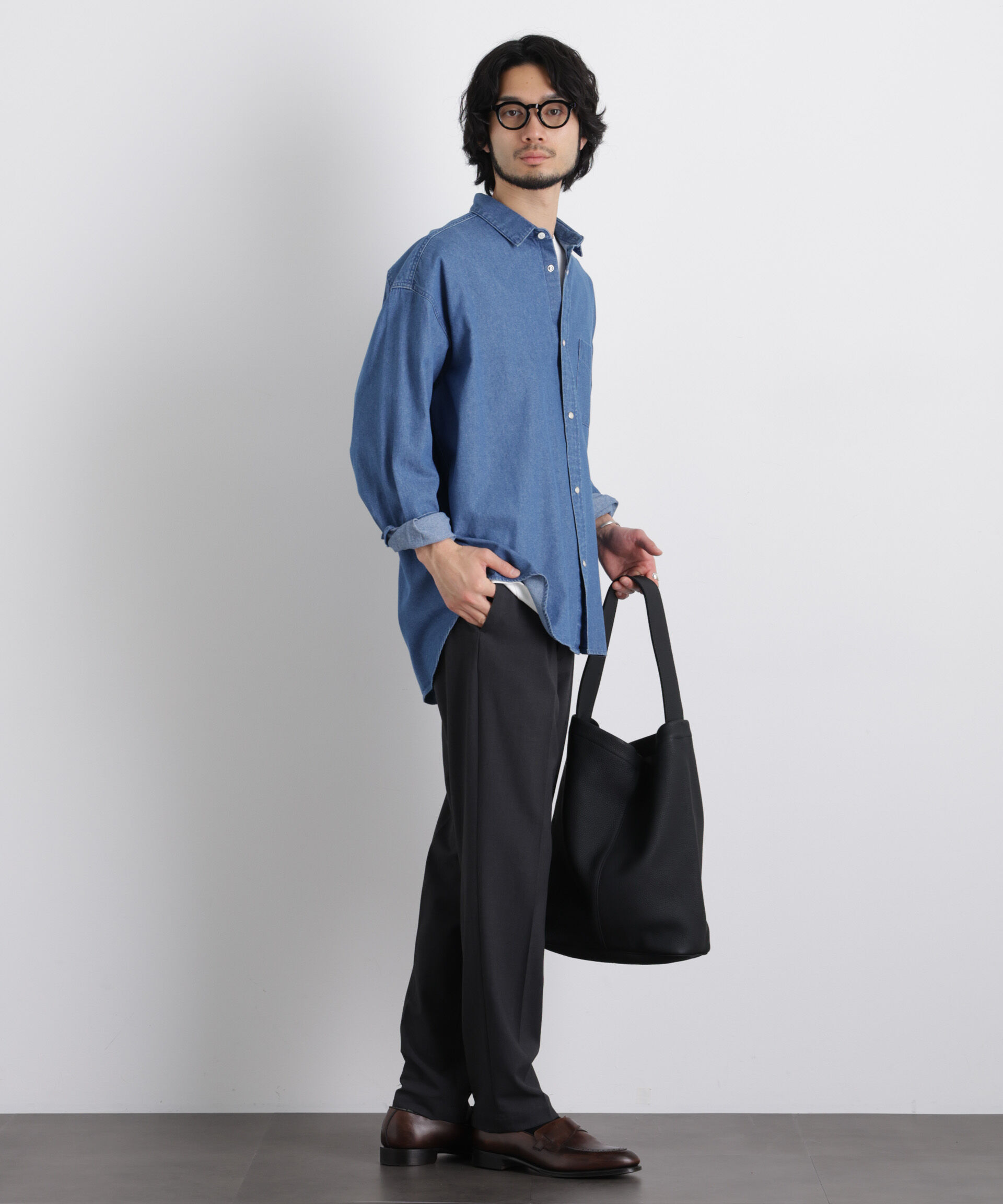nano･universe「6.5oz リラックスデニムシャツ 長袖」|シャツ・ブラウス|
