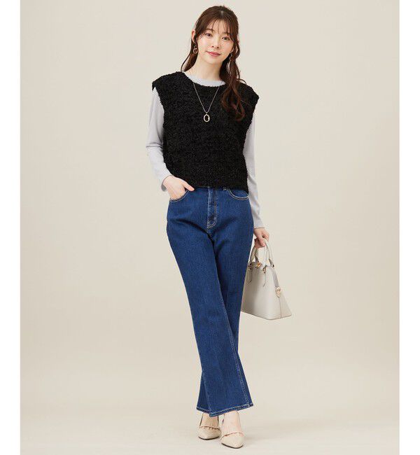 ANY SIS「【美Denimシリーズ】センタープレスセミフレア デニム」|デニム|