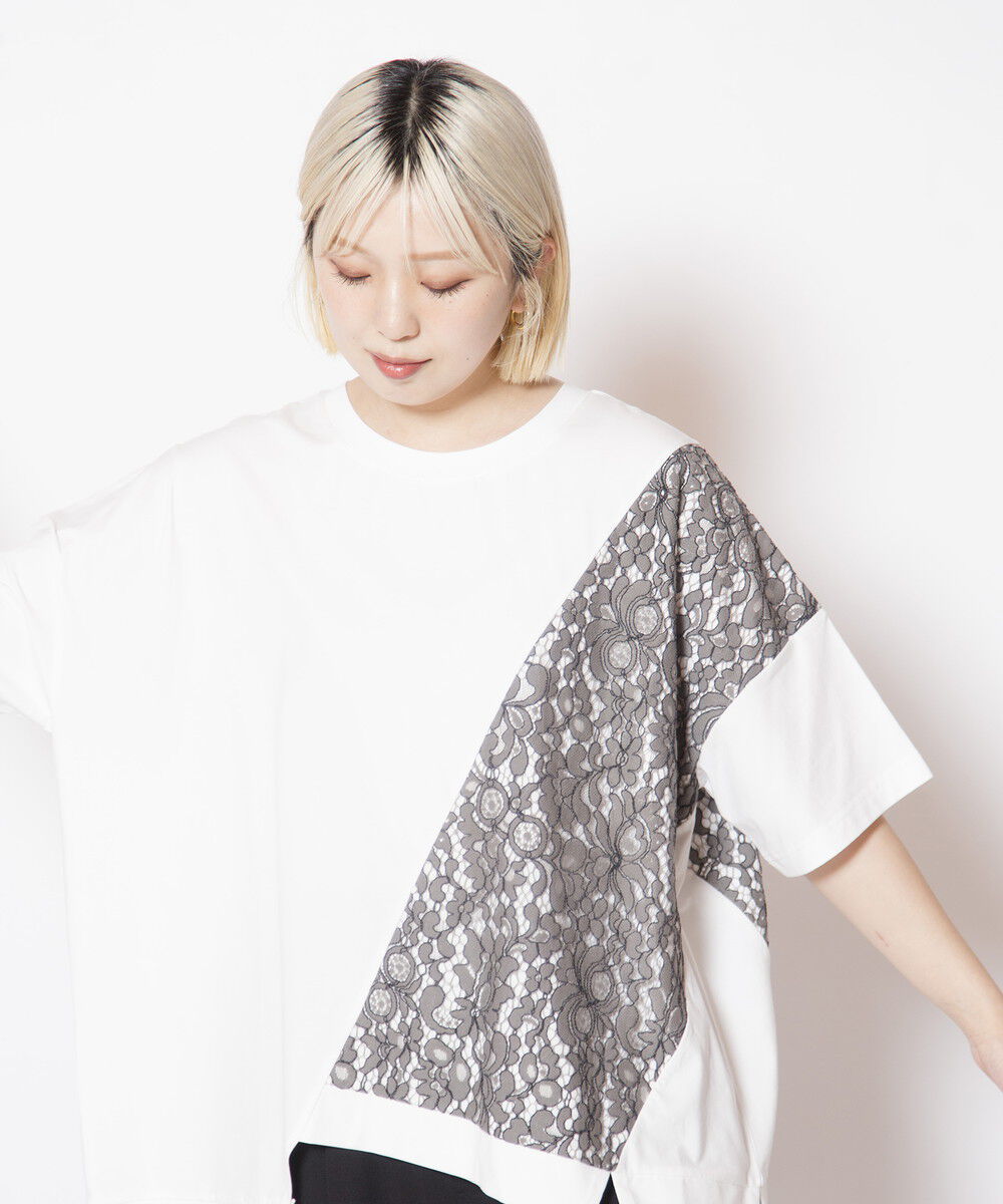  「レース切替Tシャツ」|Tシャツ・カットソー|