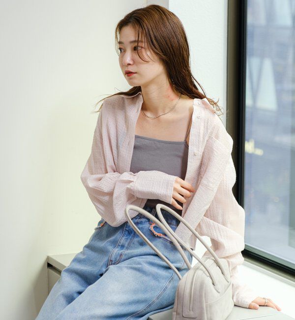  「【新色追加/6色展開】カップ付きクロップドブラキャミ」|キャミソール|