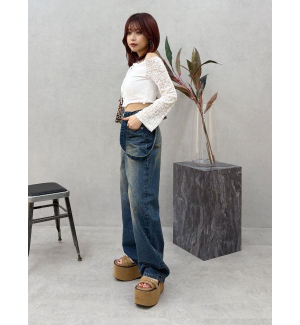 EVRIS「2WAYサロペットワイドデニムパンツ」|デニム|