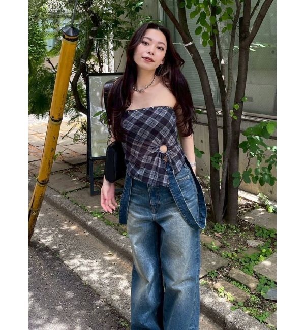 EVRIS「2WAYサロペットワイドデニムパンツ」|デニム|