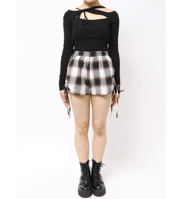 EVRIS「サイドギャザーチェックショートパンツ【セットアップ着用可能】」|その他|
