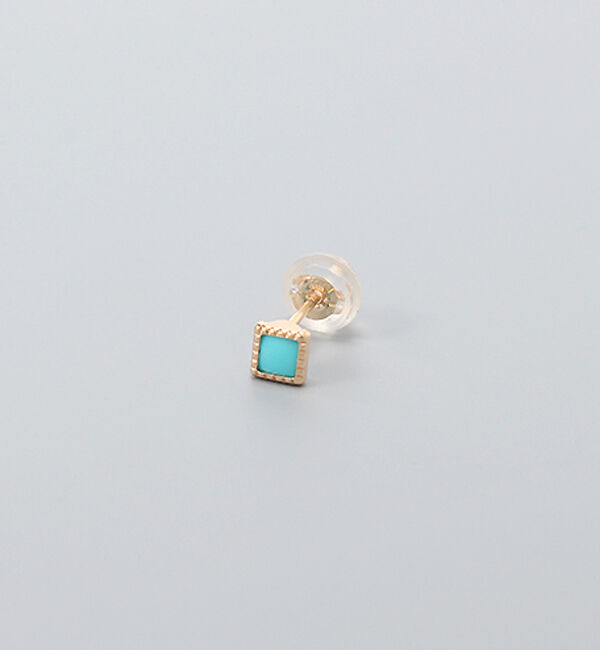 JUPITER「【K10】スクエア天然石ピアス/ターコイズ」|ピアス|