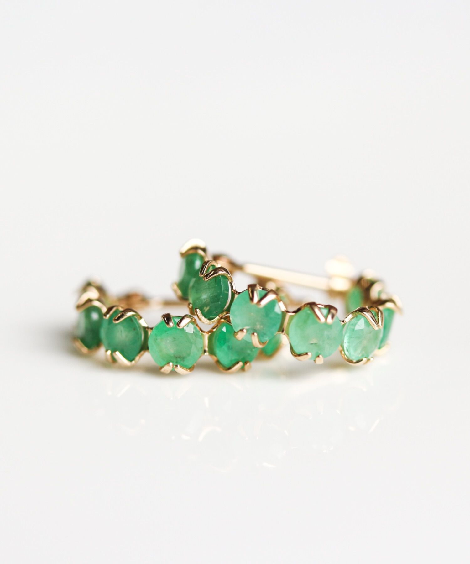  「エメラルド スナップ フープ ピアス | K10YG」|ピアス|