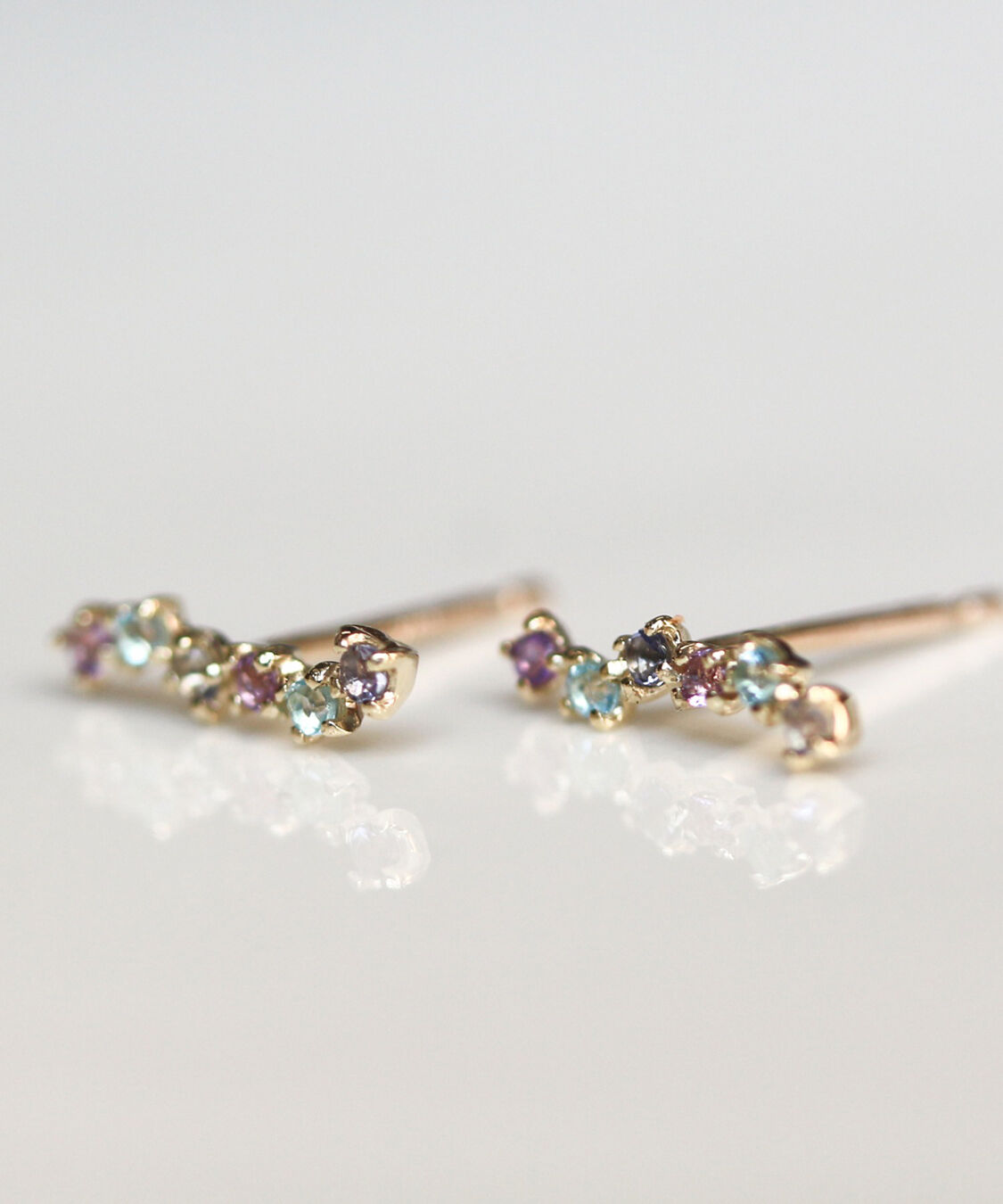  「マルチカラーブルーストーン ピアス  | K10YG」|ピアス|
