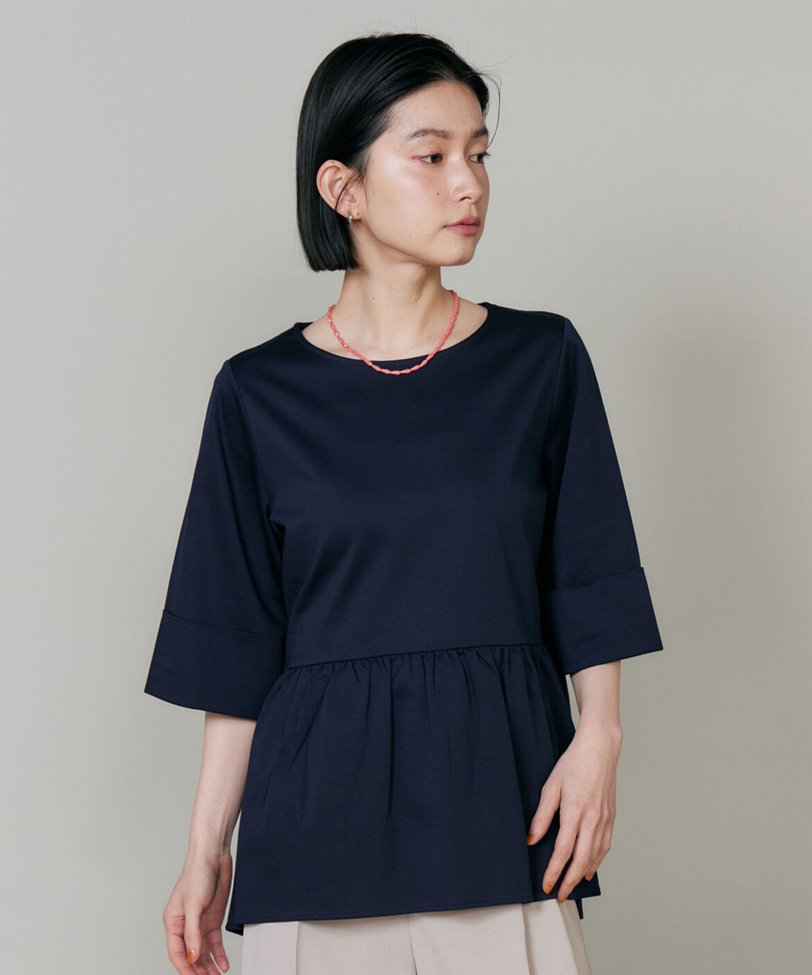 DAY by DAY it&rsquo;s international「ペプラムギャザープルオーバー」|Tシャツ・カットソー|ネイビー