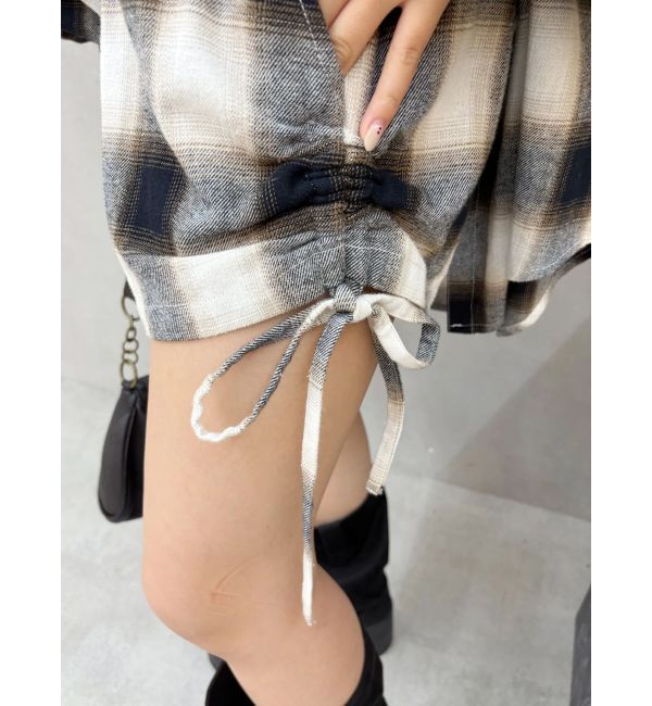 EVRIS「サイドギャザーチェックショートパンツ【セットアップ着用可能】」|その他|