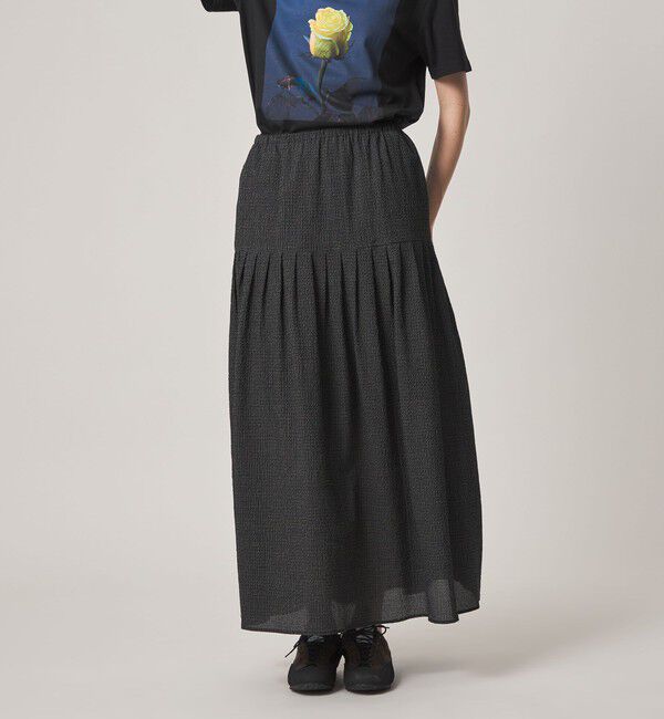 STEVEN ALAN「＜Steven Alan＞コットン サッカー タック ロング スカート」|スカート|BLACK