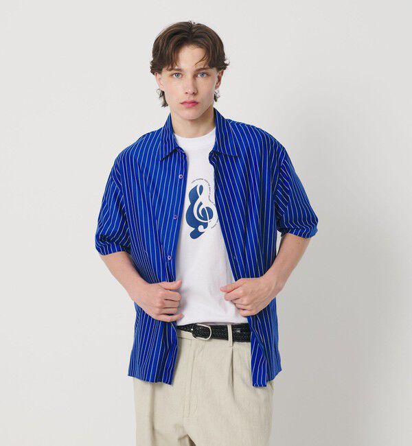 BEAUTY&YOUTH UNITED ARROWS「金政メリヤス ストライプ スクエア フィット レギュラー シャツ」|シャツ・ブラウス|
