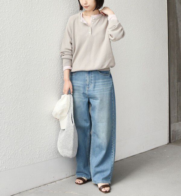 SHIPS Colors 「SHIPS Colors:〈手洗い可能〉ペーパー ライク ヘンリーネック 2WAY ニット◆」|ニット・セーター|