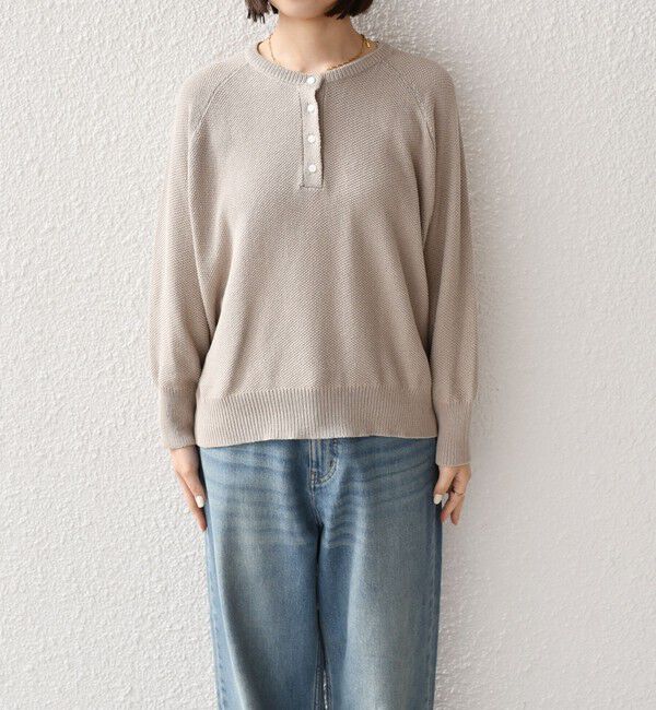 SHIPS Colors 「SHIPS Colors:〈手洗い可能〉ペーパー ライク ヘンリーネック 2WAY ニット◆」|ニット・セーター|