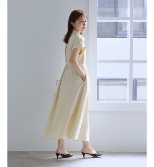  「《予約》【洗える】リベットシャツフレンチスリーブワンピース」|ワンピース|