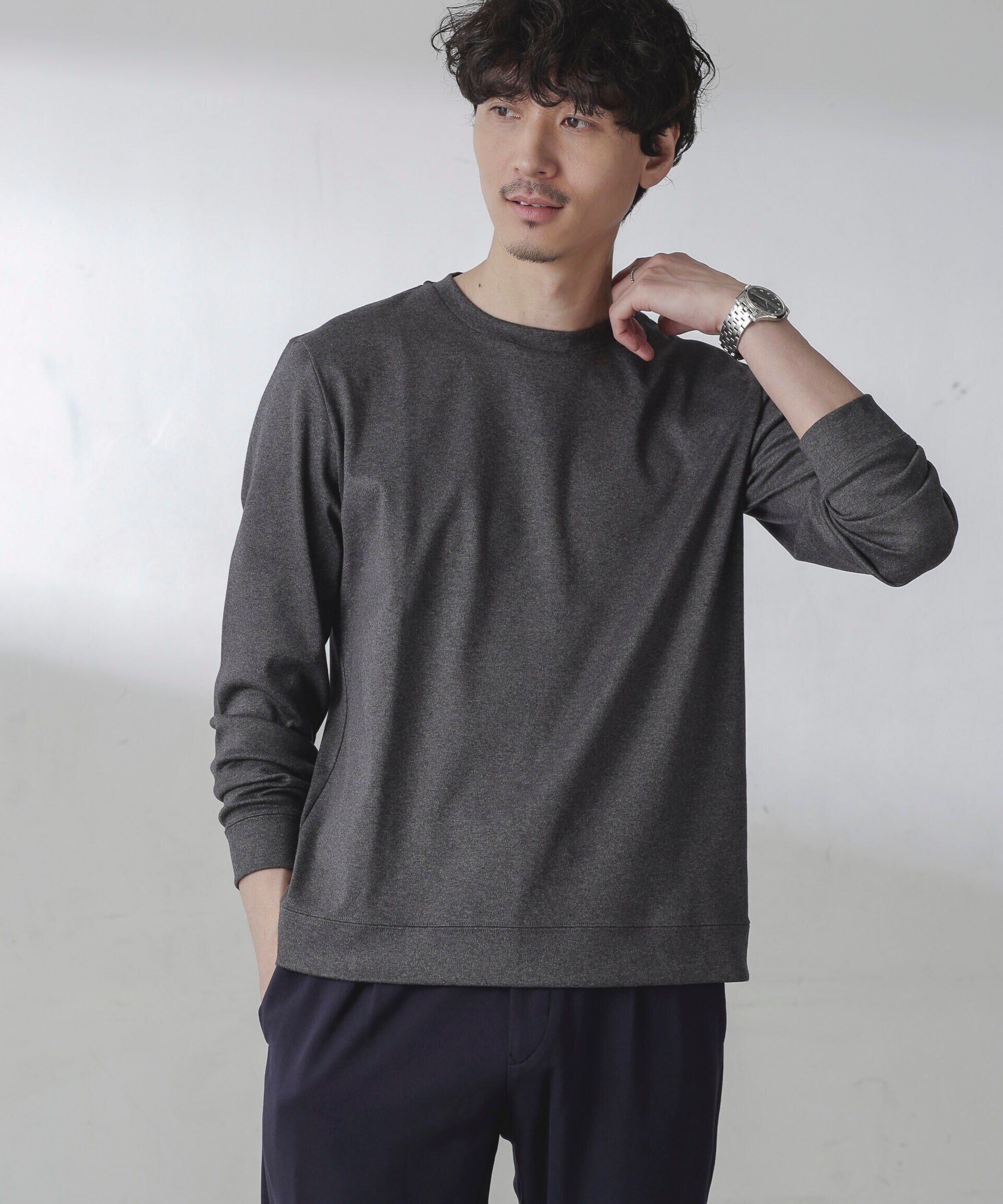 nano･universe「｢FORMAL JERSEY｣クルーネックカットソー長袖」|Tシャツ・カットソー|