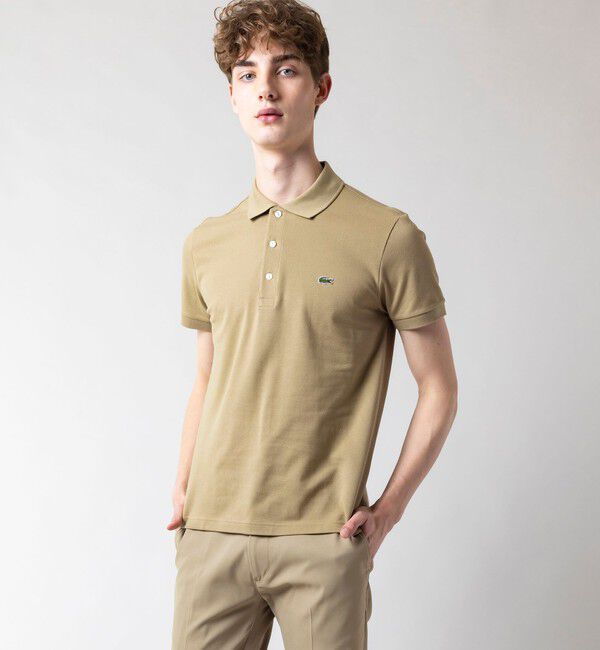 LACOSTE「ソリッド スリムフィット ストレッチポロシャツ（半袖）」|ポロシャツ|タン