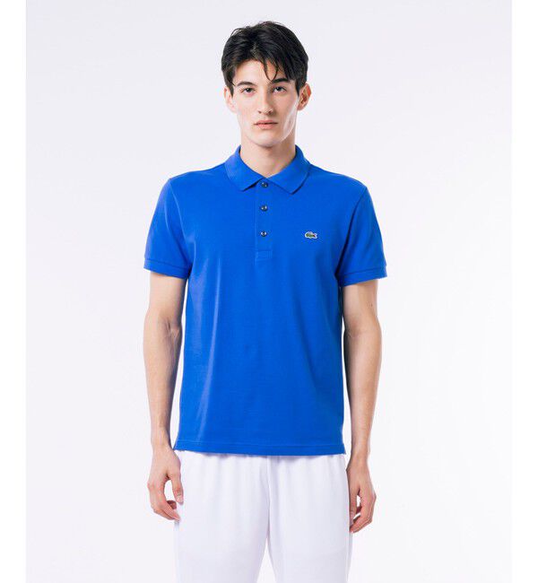 LACOSTE「ソリッド スリムフィット ストレッチポロシャツ（半袖）」|ポロシャツ|ブルー系その他