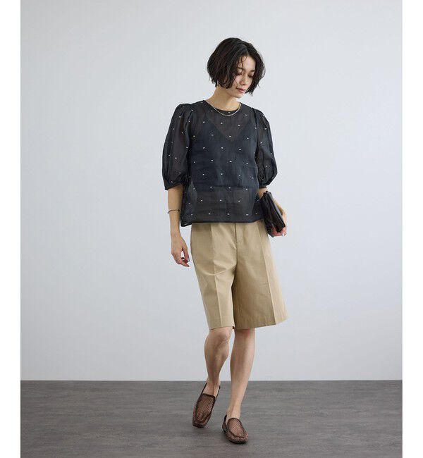 SALON adam et rope'「【WEB限定】ラメドットシアーボリュームスリーブブラウス / イージーケア」|シャツ・ブラウス|