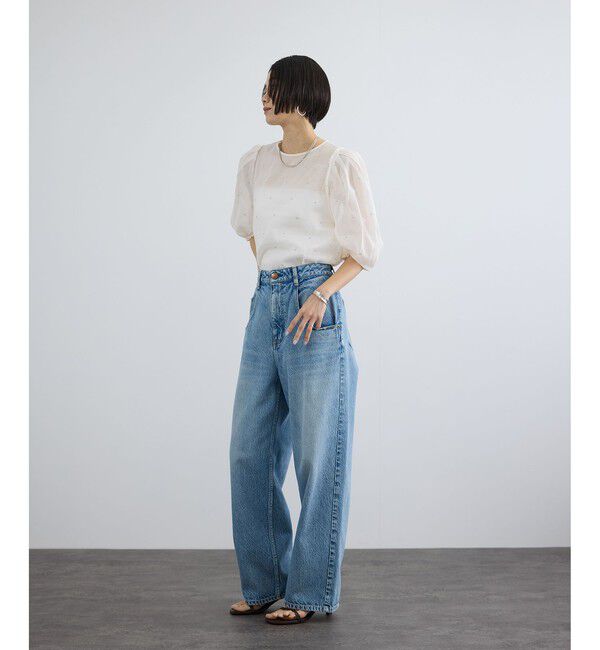 SALON adam et rope'「【WEB限定】ラメドットシアーボリュームスリーブブラウス / イージーケア」|シャツ・ブラウス|